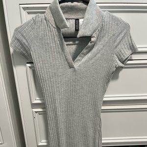 H&M Light Gray Collared Mini Dress | Size XS